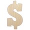 Dollar Sign Money Symbol Unfinished Wood Shape Piece Cutout for DIY Craft Projects